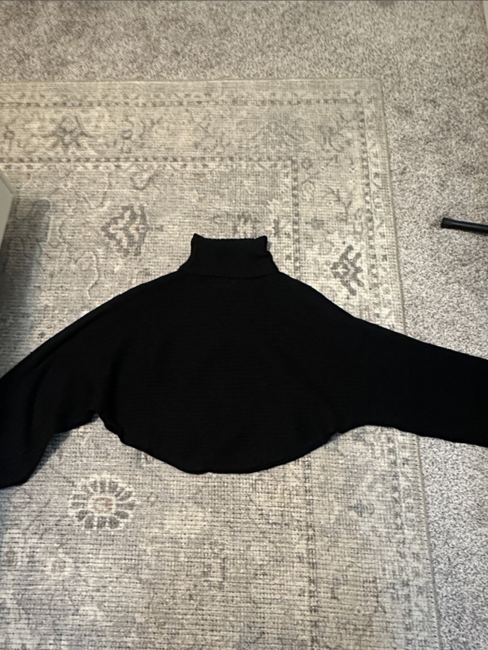 Pink Rose Black Cropped Turtleneck Sweater